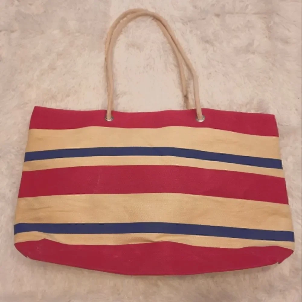 2/$20 Tote Bag Canvas Striped NWOT